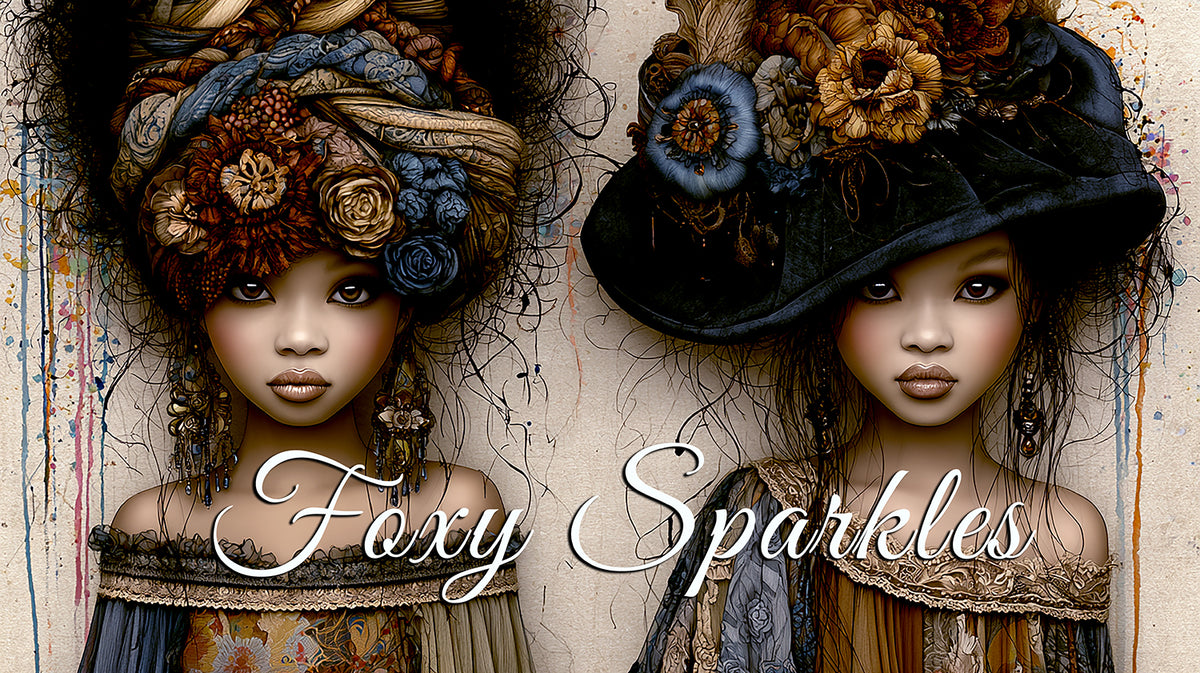 Dark Floral Royalty Sisters – Boho Victorian Digital Art Print | Foxy Sparkles