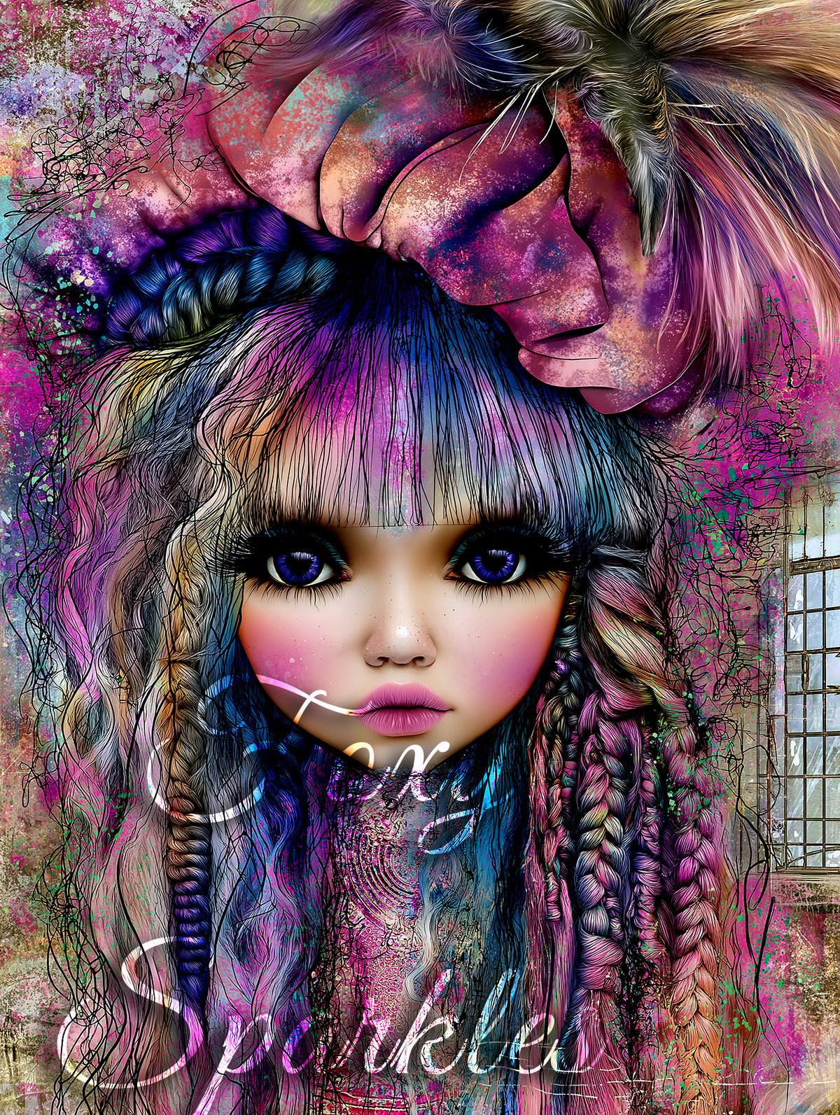 Foxy Sparkles Original Hybrid Digital Print Lilac Lady