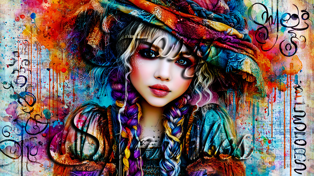 Bohemian Reverie – Colorful Fantasy Portrait Digital Art Print