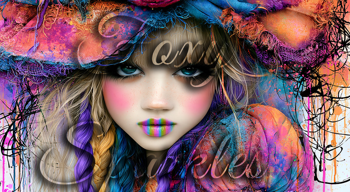 Chromatic Reverie — Rainbow Cool Girl Digital Art Print