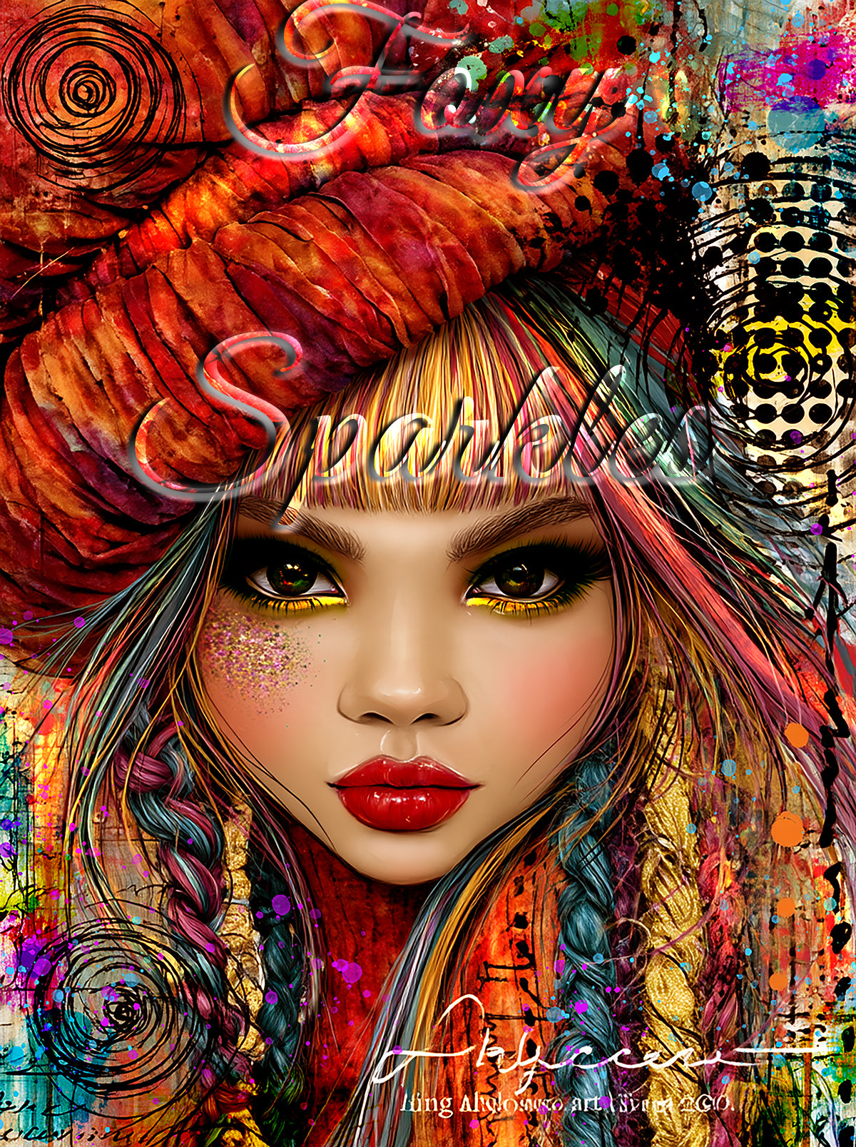 Foxy Originals Print Exquisite Lady in Oranges & Polka Dots