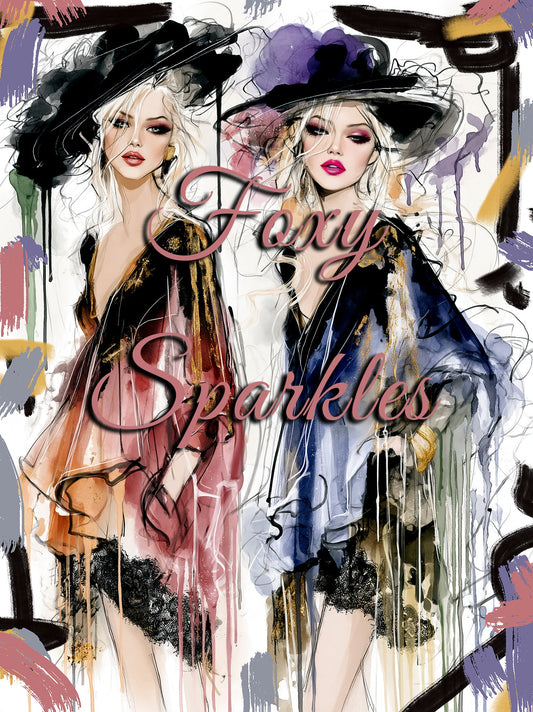 Ethereal Fashion Duo – Dreamy Watercolor Art Print | Foxy Sparkles