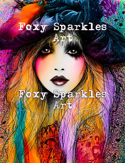 Midnight Rainbow - Boho Witch Portrait Printable Wall Art by Foxy Sparkles Art