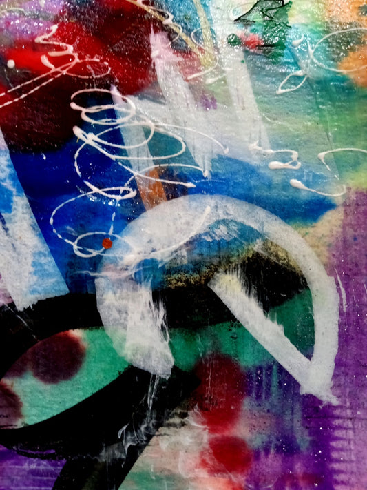 Abstract Art Original 5"x 7" Painting Alcohol Inks Watercolours New Purple