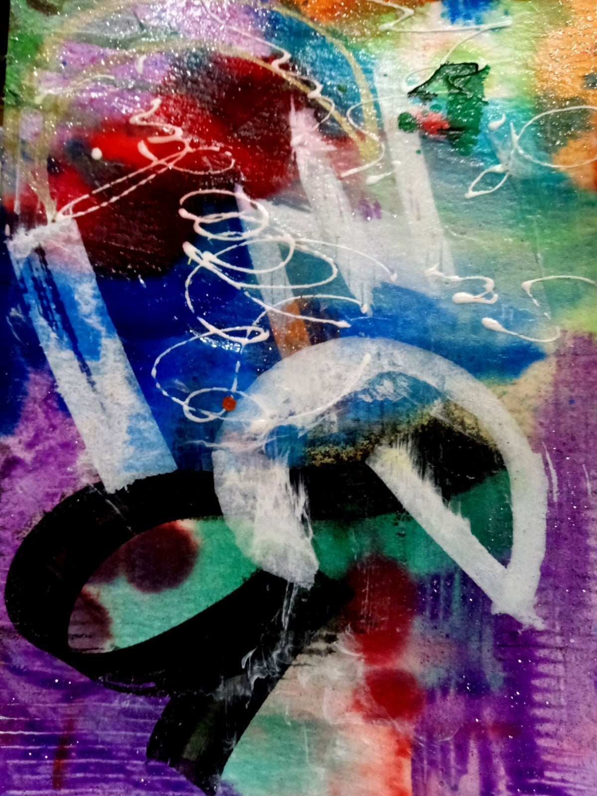 Abstract Art Original 5"x 7" Painting Alcohol Inks Watercolours New Purple