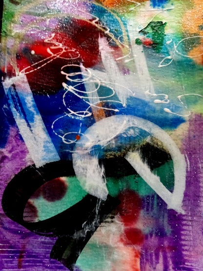 Abstract Art Original 5"x 7" Painting Alcohol Inks Watercolours New Purple