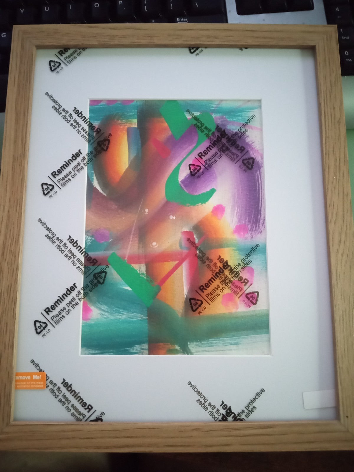 Original Art Abstract 5" x 7" Size Rainbow Of Colours OOAK Framed/Unframed