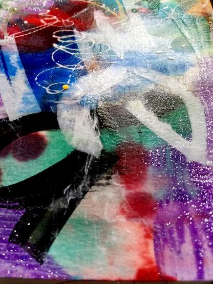 Abstract Art Original 5"x 7" Painting Alcohol Inks Watercolours New Purple