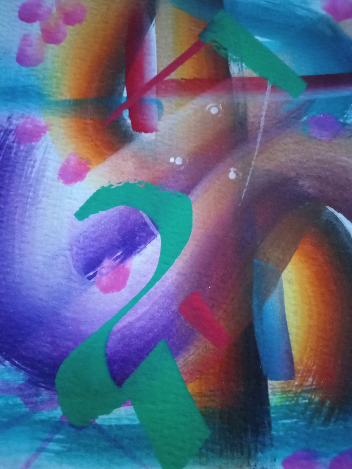Original Art Abstract 5" x 7" Size Rainbow Of Colours OOAK Framed/Unframed