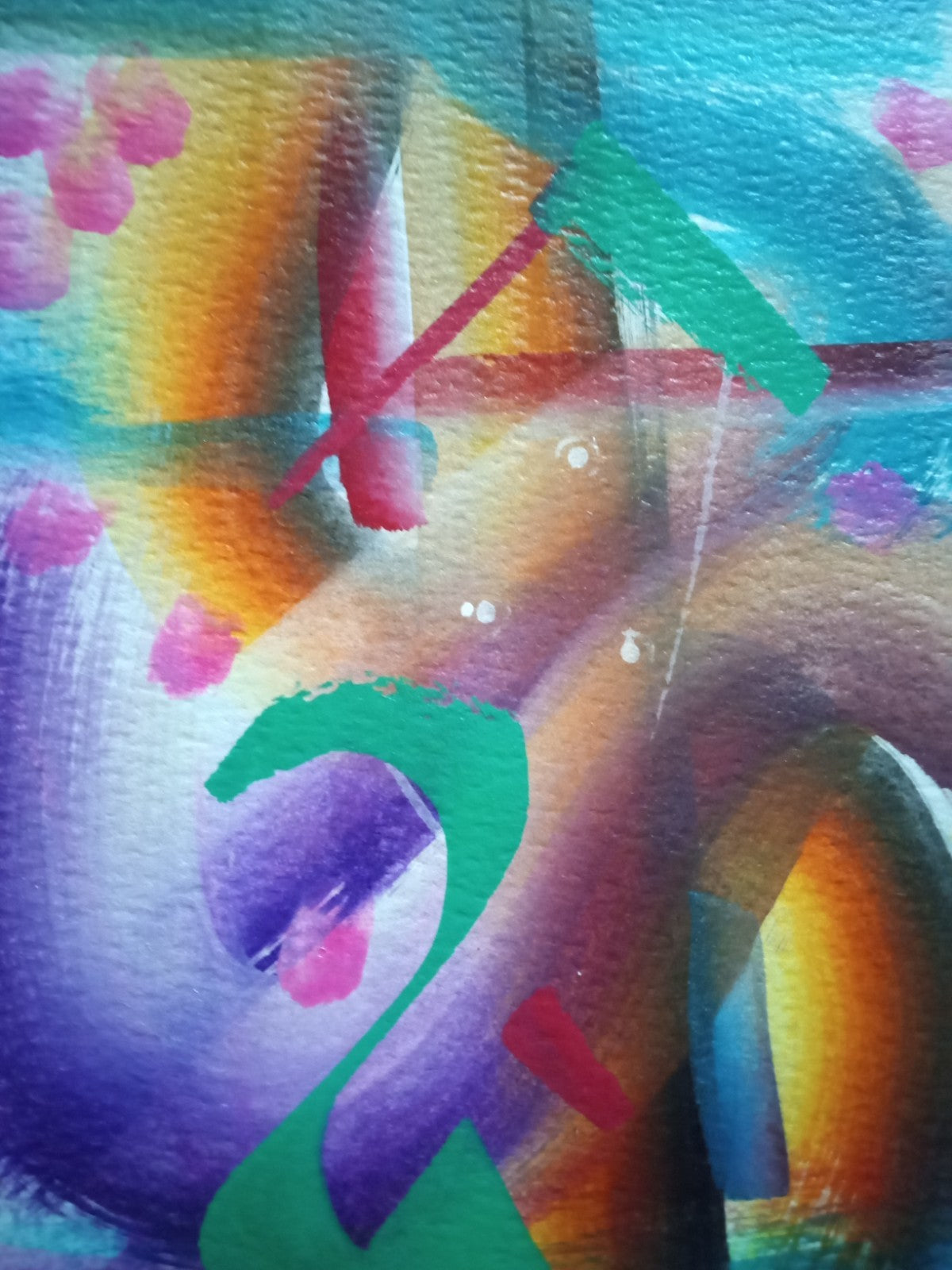 Original Art Abstract 5" x 7" Size Rainbow Of Colours OOAK Framed/Unframed
