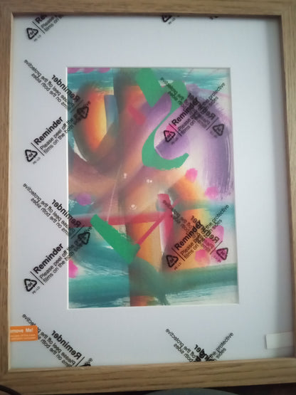 Original Art Abstract 5" x 7" Size Rainbow Of Colours OOAK Framed/Unframed