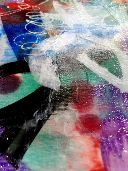 Abstract Art Original 5"x 7" Painting Alcohol Inks Watercolours New Purple