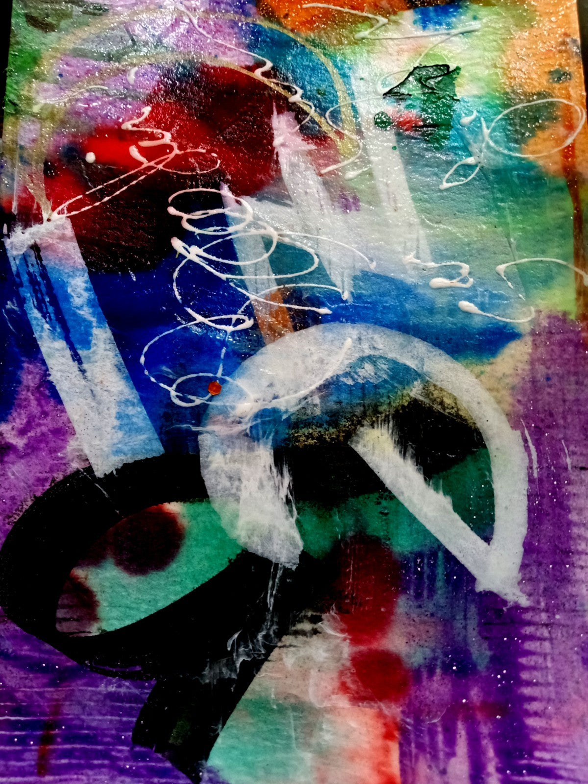 Abstract Art Original 5"x 7" Painting Alcohol Inks Watercolours New Purple