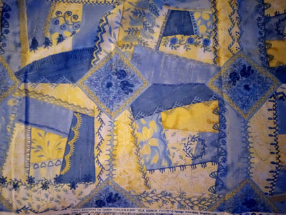 Daisy Kingdom Silk Ribbon Patch Quilter's ONLY Cotton Fabric 4557 Blue 2 + Yards