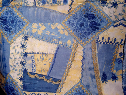 Daisy Kingdom Silk Ribbon Patch Quilter's ONLY Cotton Fabric 4557 Blue 2 + Yards