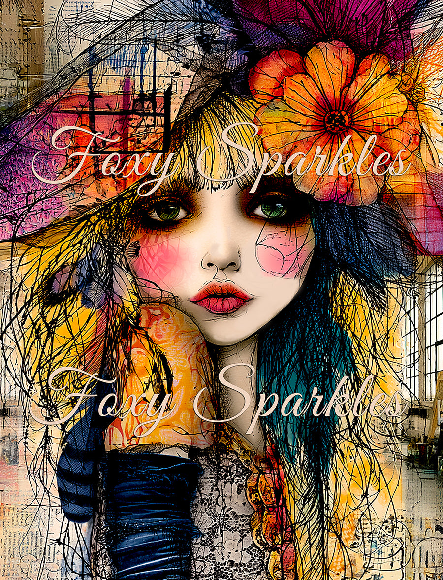 Wild in Bloom - Boho Floral Portrait Printable Wall Art by Foxy Sparkles Art