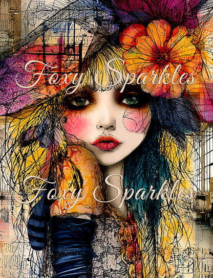 Wild in Bloom - Boho Floral Portrait Printable Wall Art by Foxy Sparkles Art